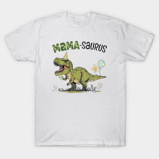 Mama Saurus T-Rex Dinosaur Birthday Party T-Shirt